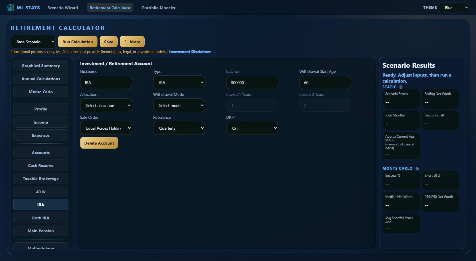 IRA account settings